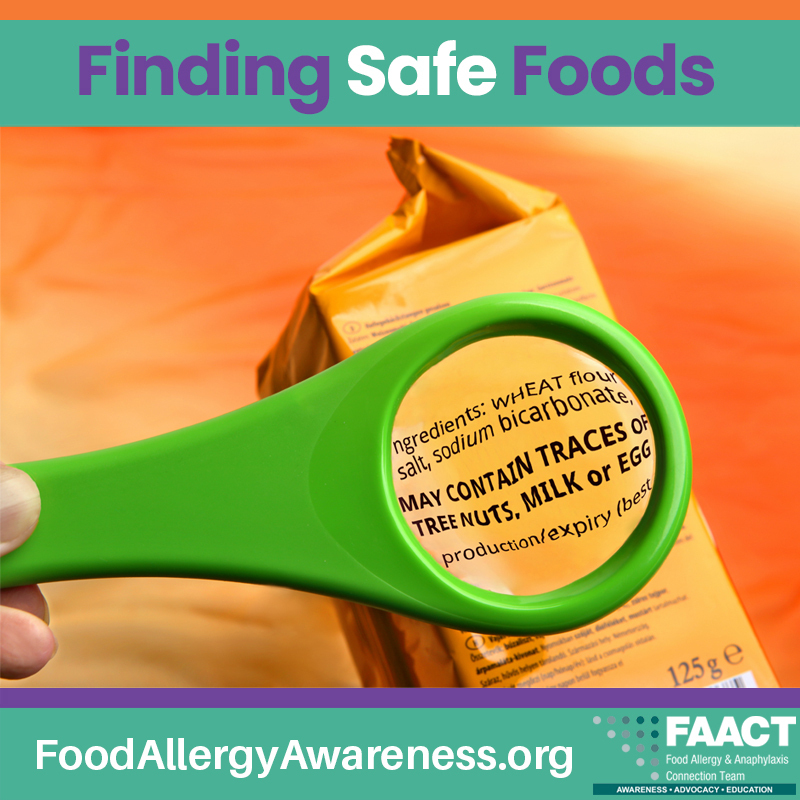 "Finding Safe Foods" with magnifying glass looking at content warning